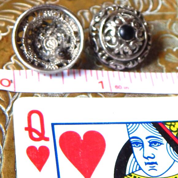 Vintage Classic Filigree Scrolled Stud Earrings - Picture 7 of 7